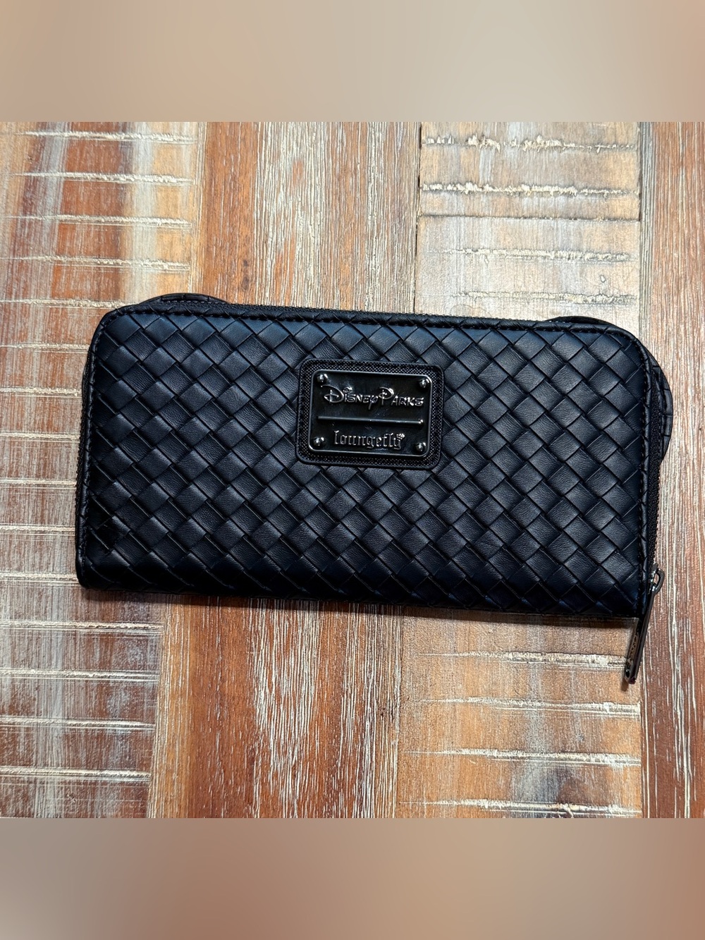 Disney Parks Loungefly Black Woven Mickey Mouse Ear Wallet (Rare) Collectible